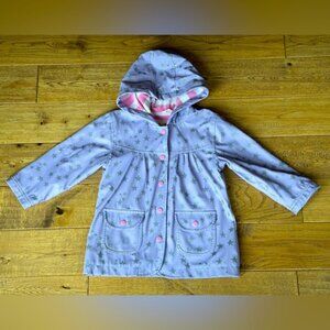 Hatley Girls Purple with Silver Stars Snap Button Hooded Rain Jacket size 4